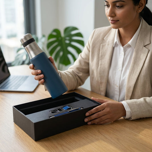 Executive Azure & Steel 3-Piece Suite - Personalized Corporate Gift Set