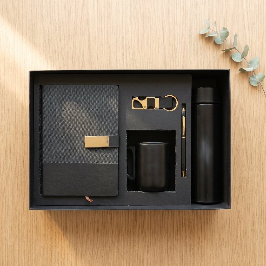 Executive Black & Gold 5-Piece Suite - Personalized Corporate Gift Set