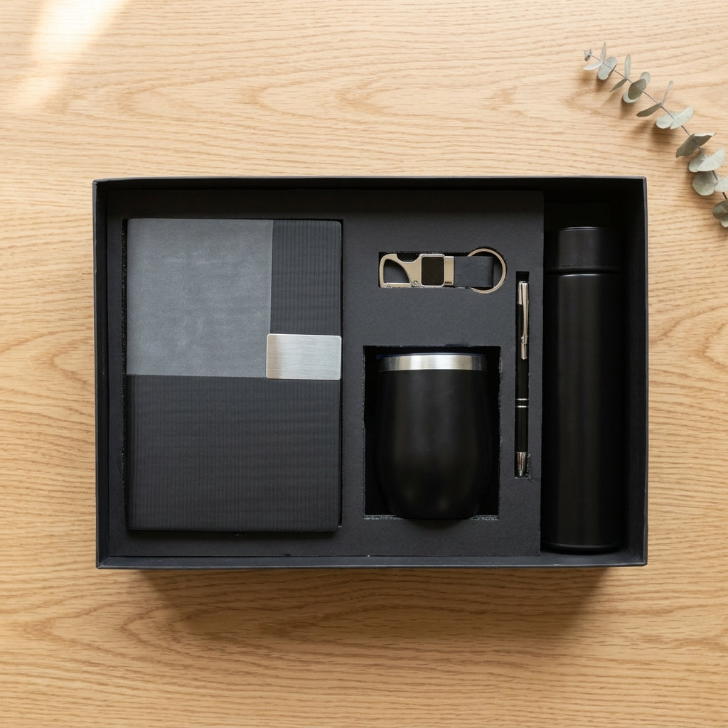 Executive Black & Silver 5-Piece Suite - Personalized Corporate Gift Set
