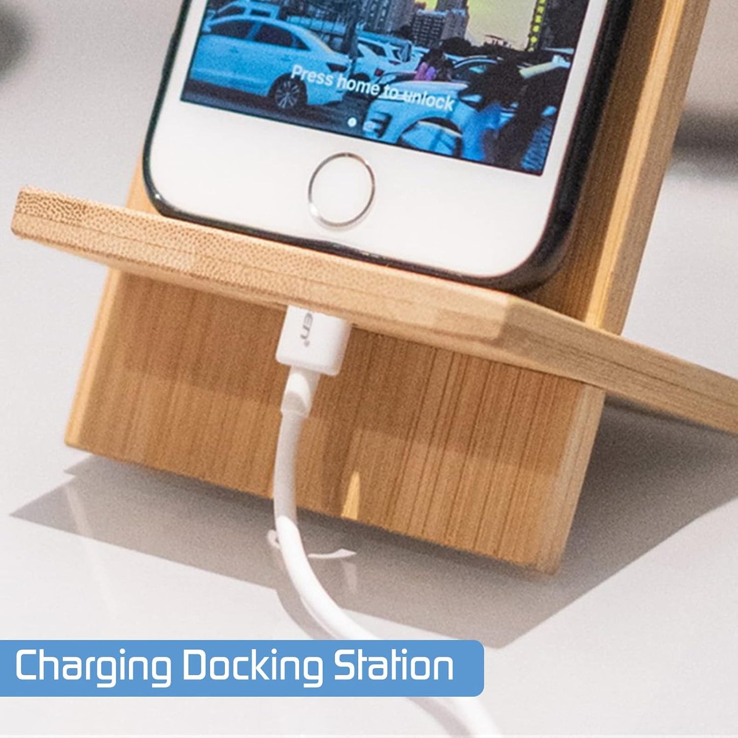 Personalized Bamboo Cross-Lock Mobile Stand - Sustainable Desk Accessory