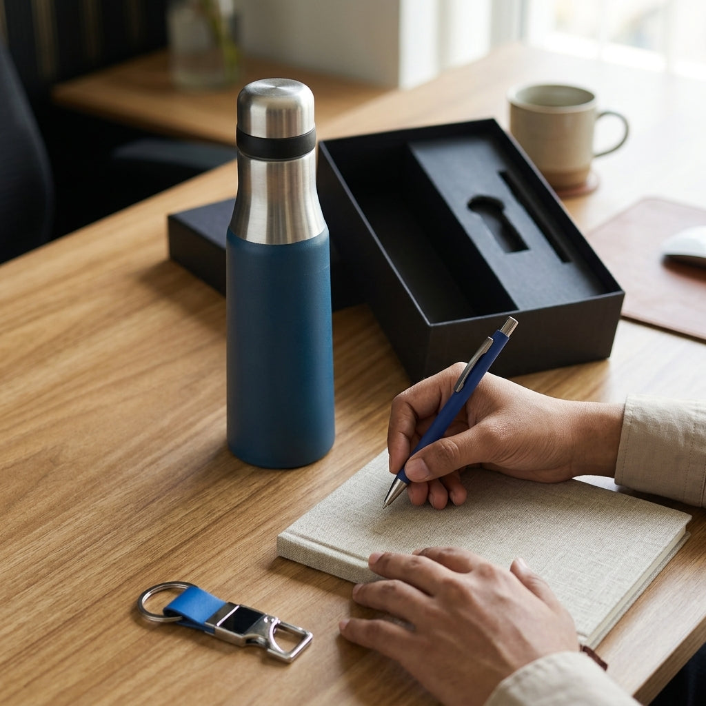 Executive Azure & Steel 3-Piece Suite - Personalized Corporate Gift Set