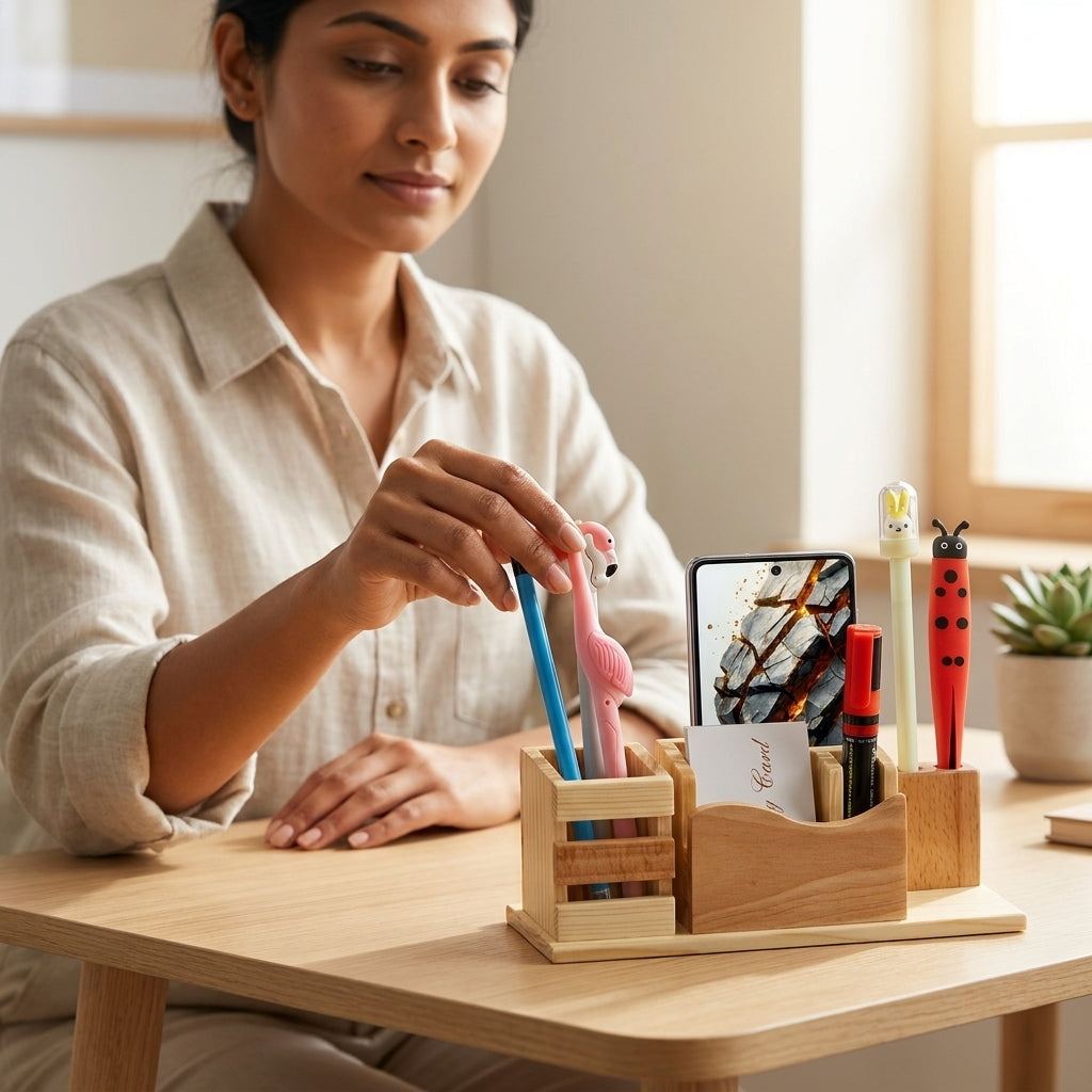 Executive Beechwood 4-in-1 Desktop Suite - Personalized Gift Set