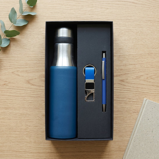 Executive Azure & Steel 3-Piece Suite - Personalized Corporate Gift Set