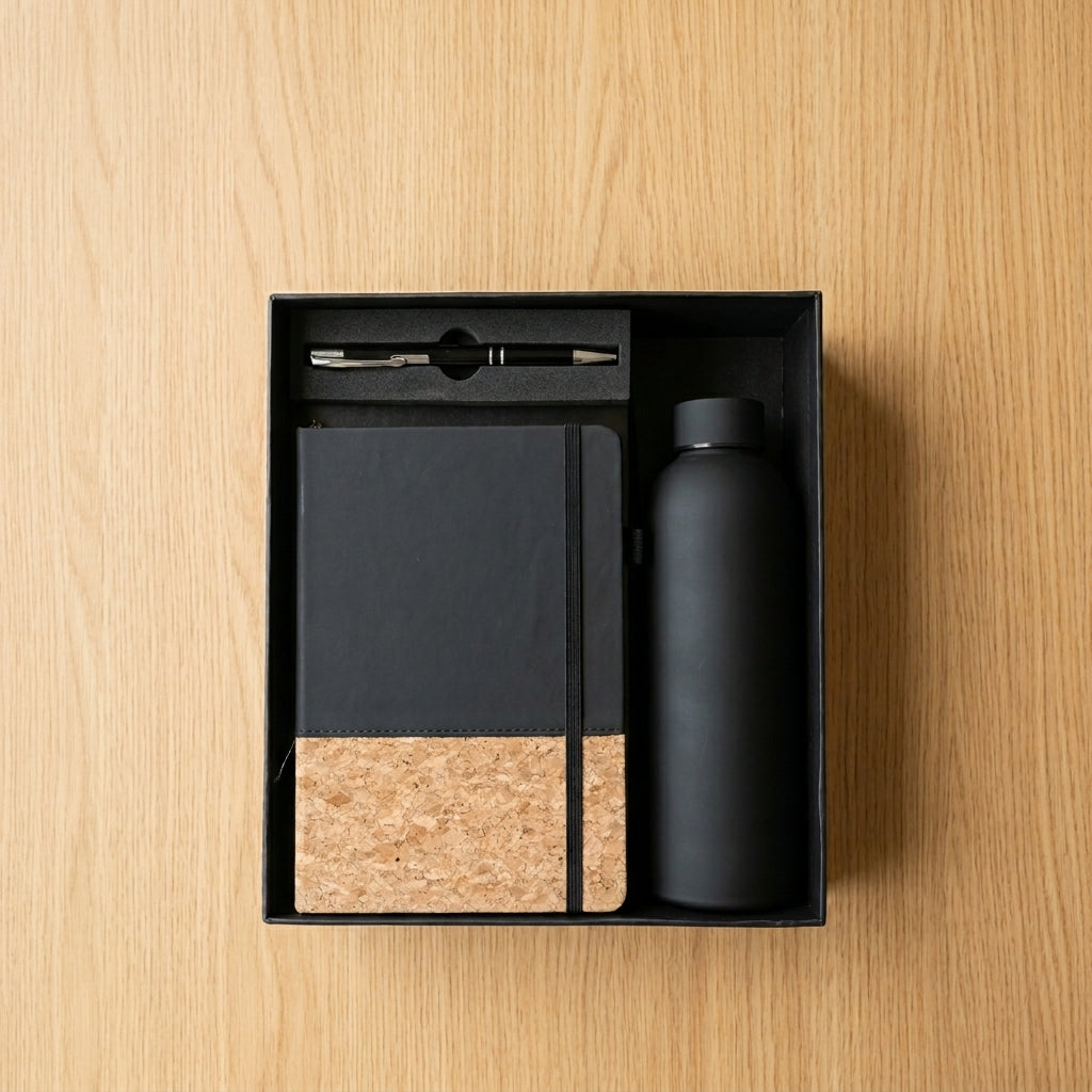Executive Cork & Onyx 3-Piece Suite - Personalized Corporate Gift Set