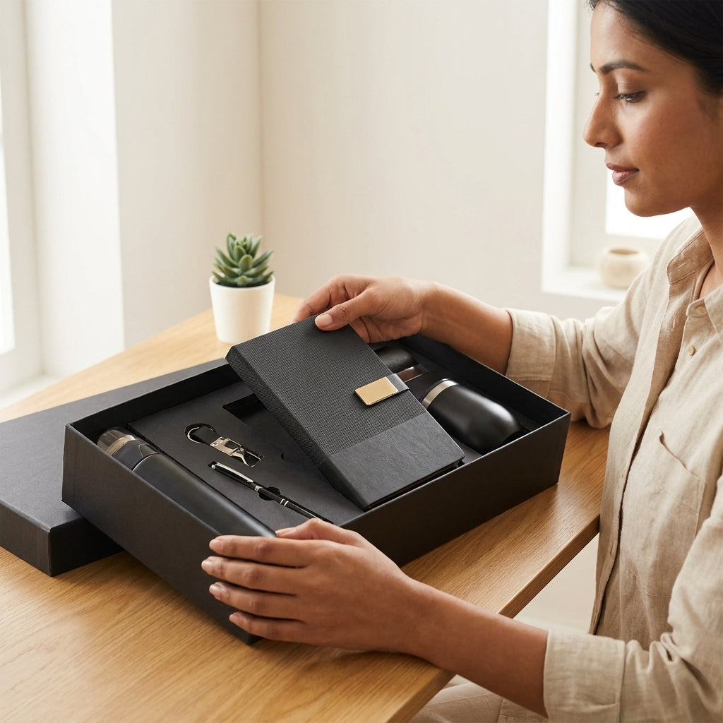 Executive Shadow & Gold 6-Piece Suite - Personalized Corporate Gift Set