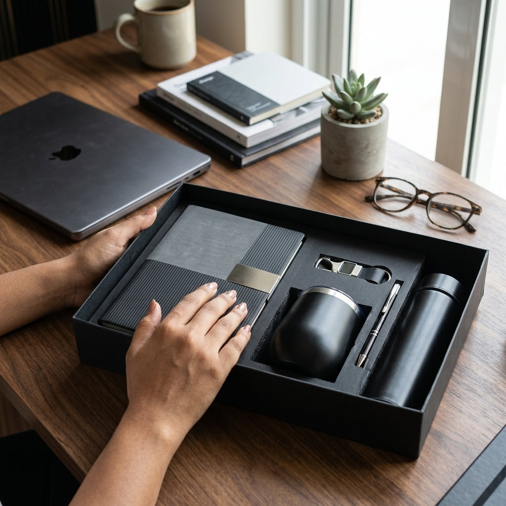 Executive Black & Silver 5-Piece Suite - Personalized Corporate Gift Set