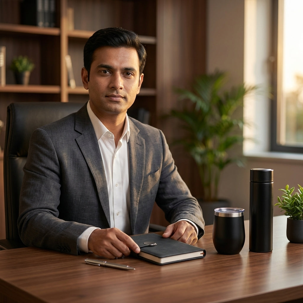 Executive Charcoal & Silver 5-Piece Suite - Personalized Corporate Gift Set