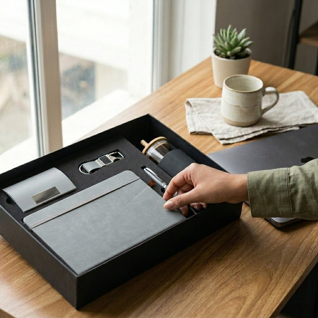 Executive Dove Grey & Charcoal 5-Piece Suite - Personalized Gift Set