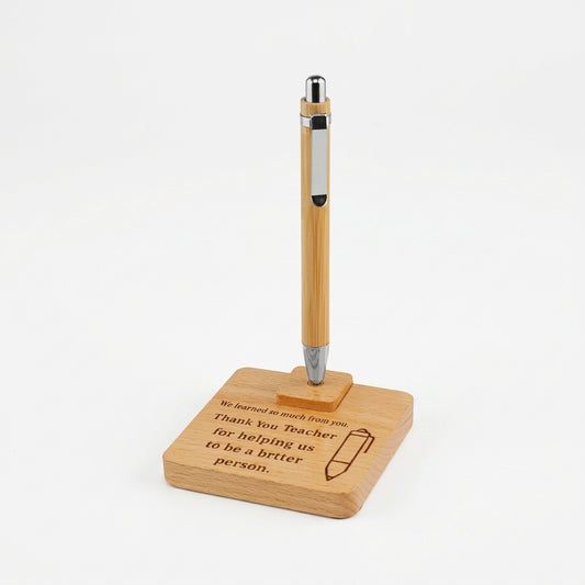 Personalized Teacher Appreciation Desk Set - Natural Wood & Bamboo