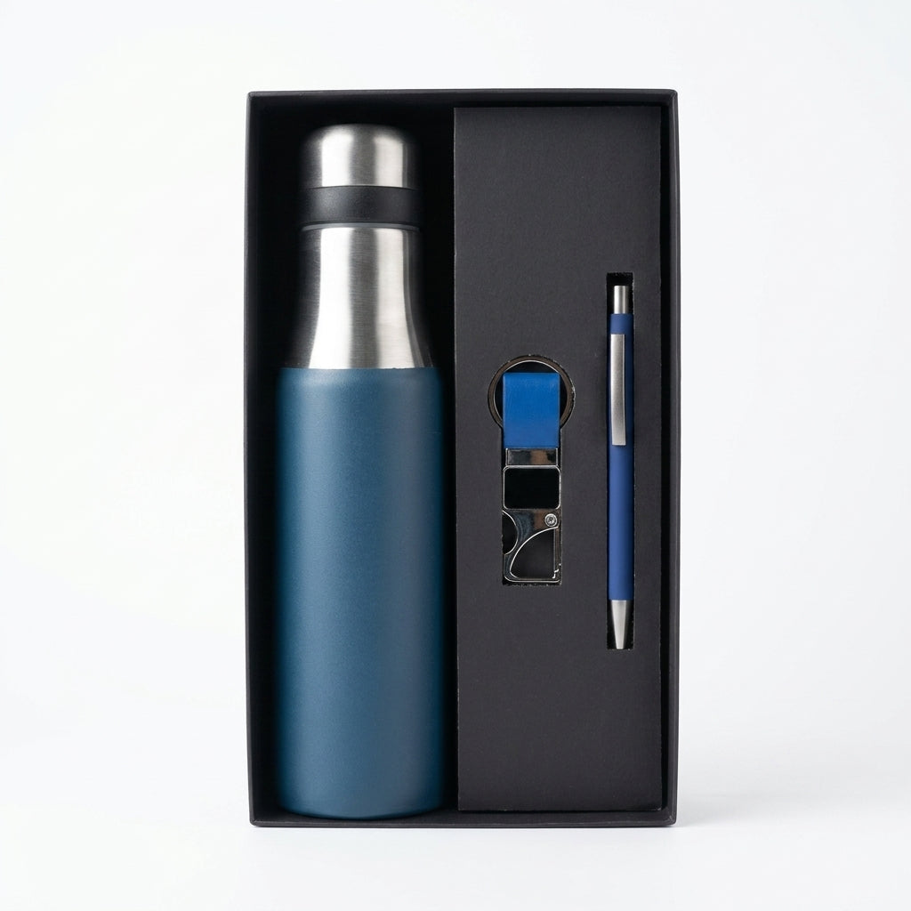 Executive Azure & Steel 3-Piece Suite - Personalized Corporate Gift Set