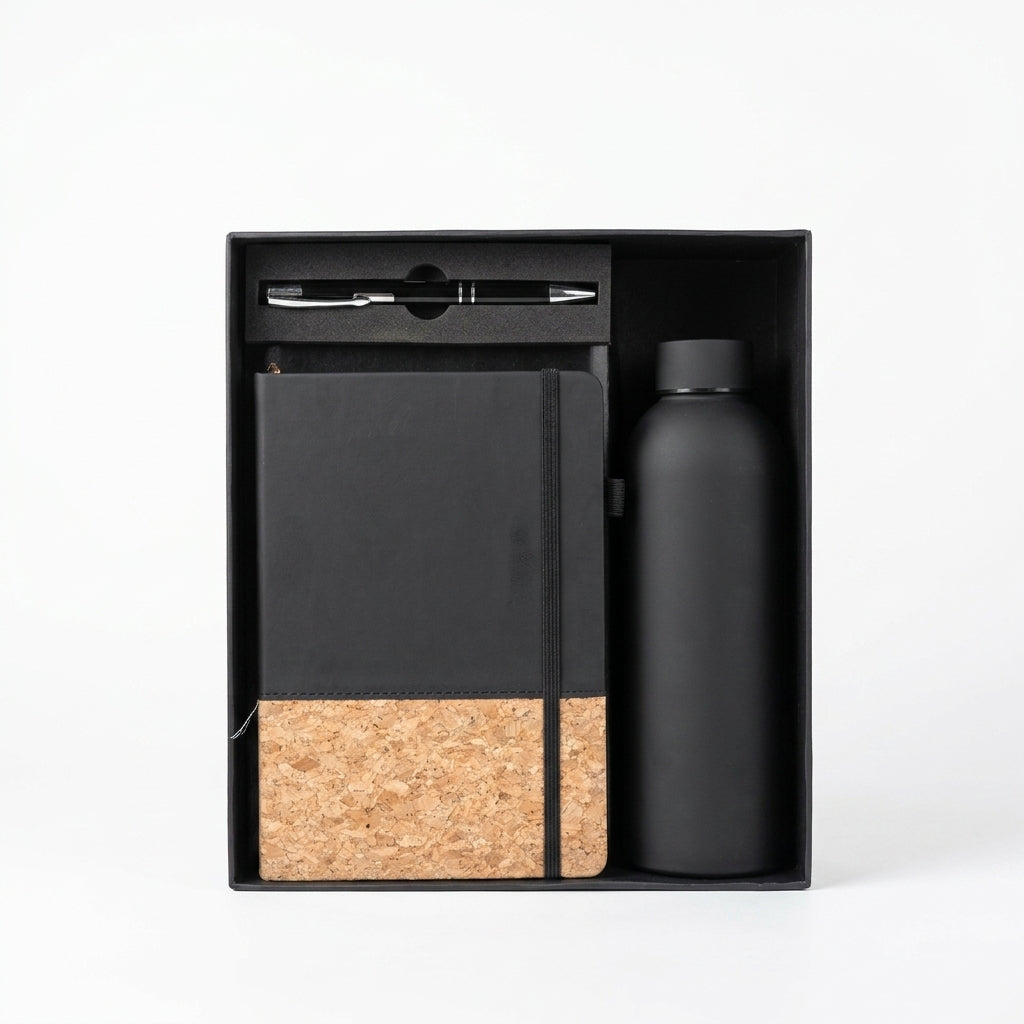 Executive Cork & Onyx 3-Piece Suite - Personalized Corporate Gift Set