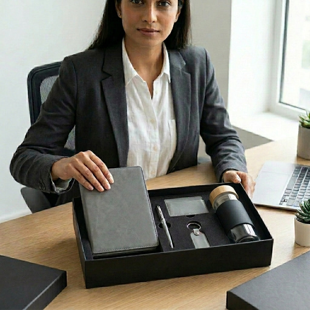 Executive Dove Grey & Charcoal 5-Piece Suite - Personalized Gift Set