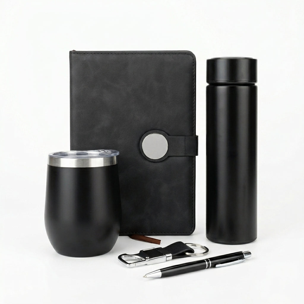 Executive Charcoal & Silver 5-Piece Suite - Personalized Corporate Gift Set