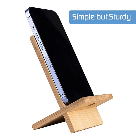 Personalized Bamboo Cross-Lock Mobile Stand - Sustainable Desk Accessory