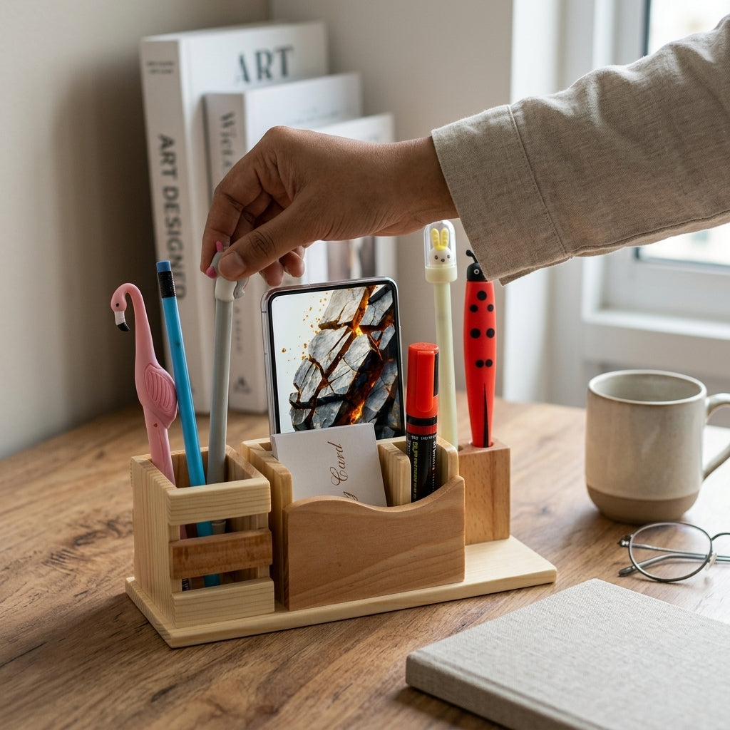 Executive Beechwood 4-in-1 Desktop Suite - Personalized Gift Set