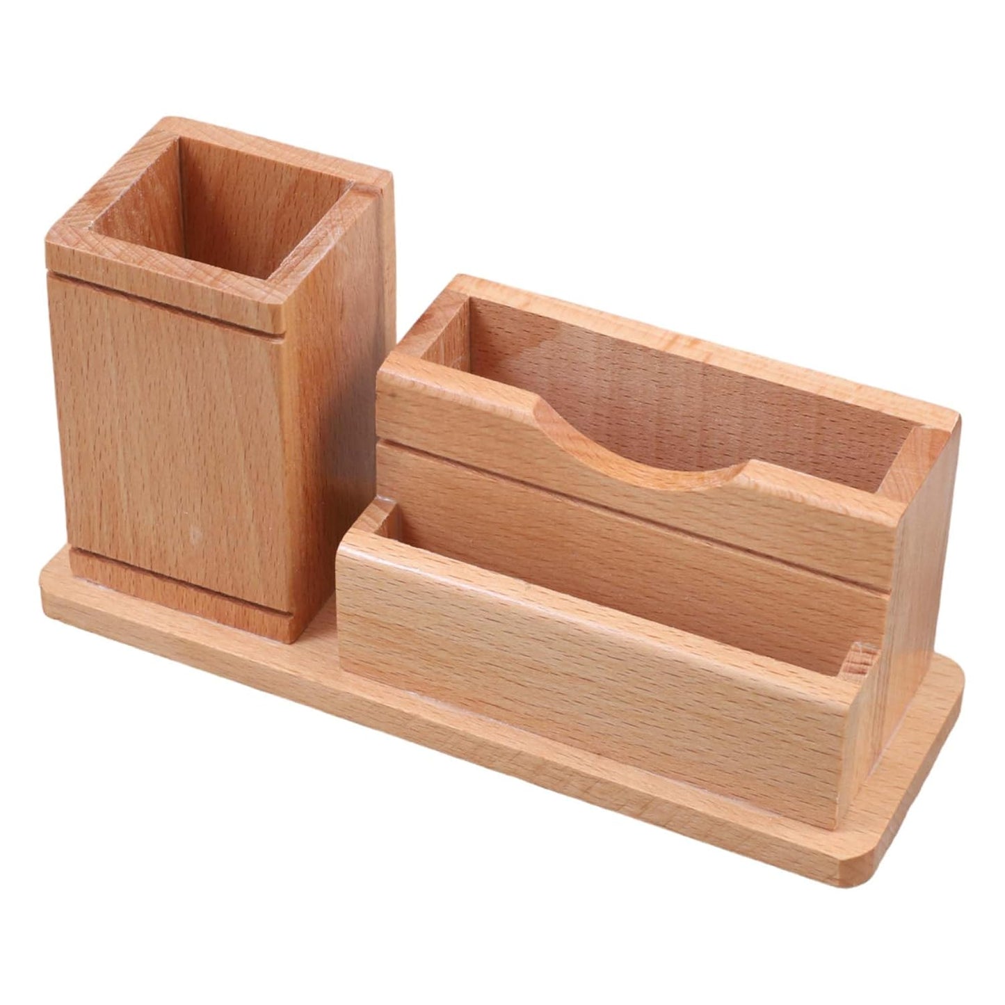 Executive Beechwood 3-in-1 Desktop Organizer - Personalized Gift Set