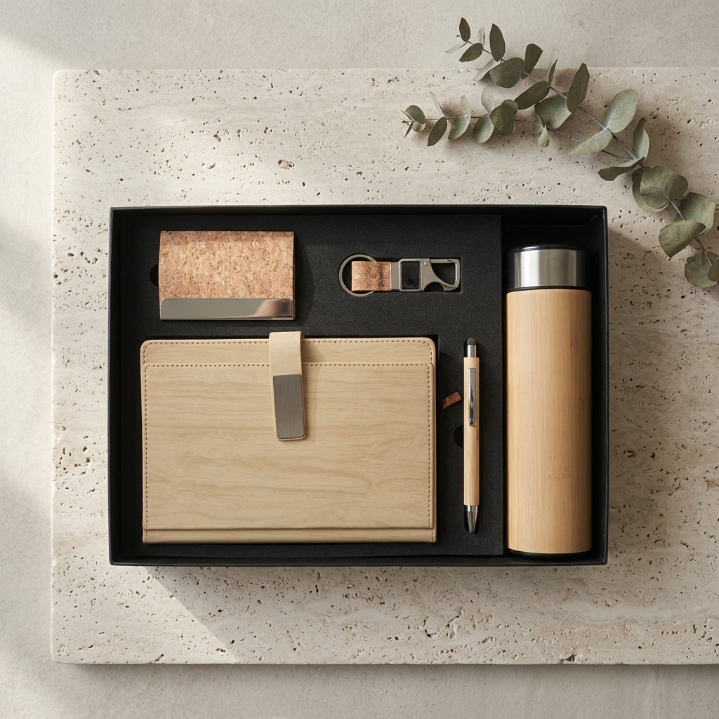 Executive Eco-Bamboo & Cork 5-Piece Suite - Sustainable Gift Set