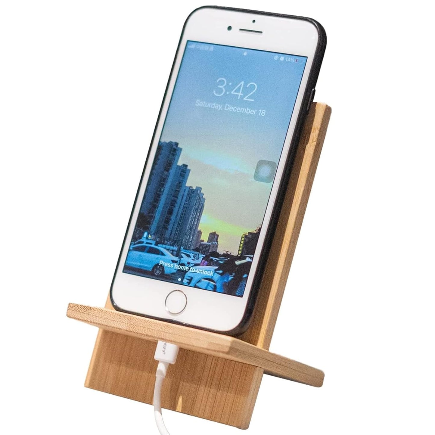 Personalized Bamboo Cross-Lock Mobile Stand - Sustainable Desk Accessory