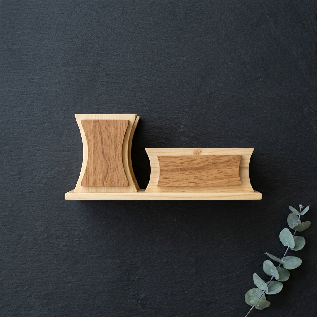 Executive Curved Dual-Tone Wooden Desk Suite - Personalized Gift Set