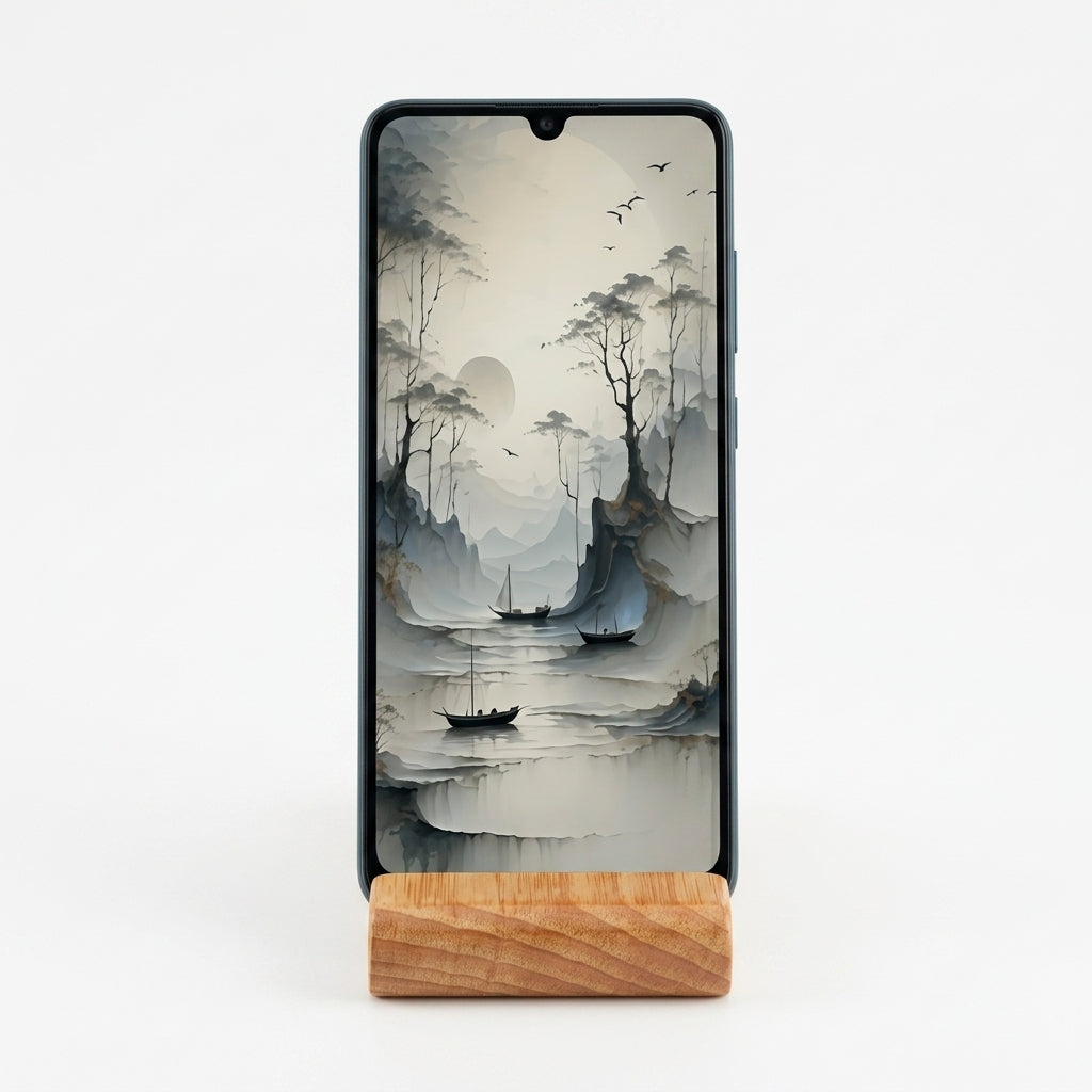 Personalized Minimalist Solid Wood Mobile Stand - Premium Desk Utility