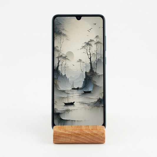 Personalized Minimalist Solid Wood Mobile Stand - Premium Desk Utility