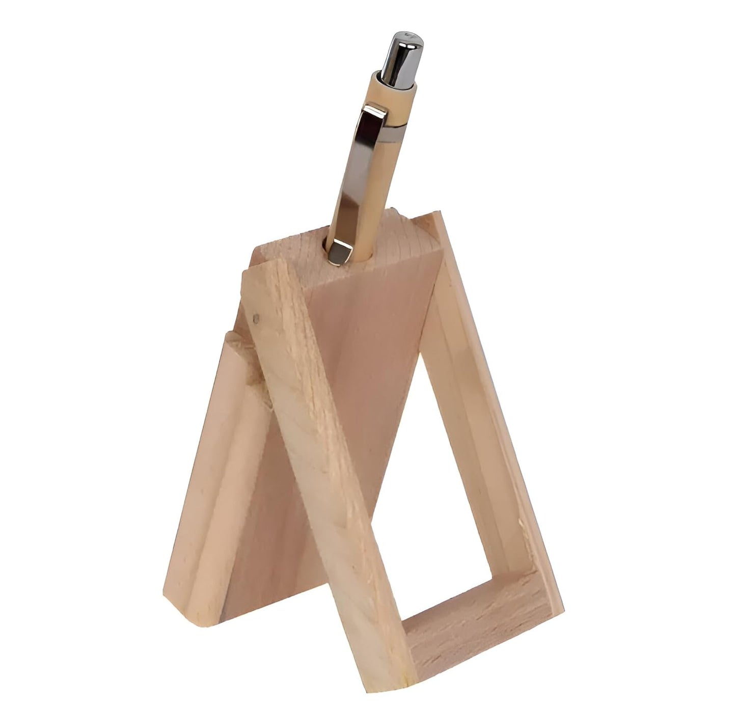 Personalized Natural Wood Pen Holder & Mobile Stand - Multi-Utility Desk Set