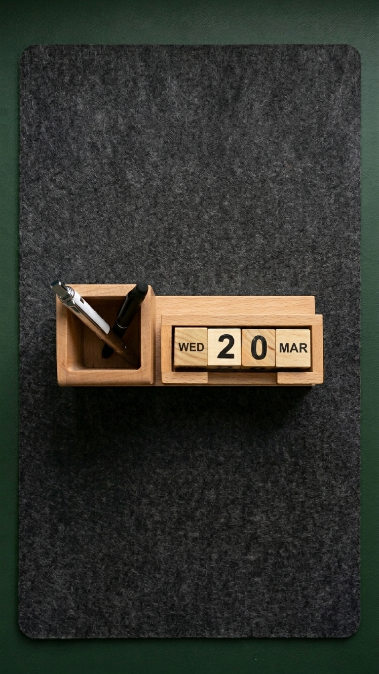 Executive Beechwood Perpetual Calendar Organizer - Personalized Gift Set