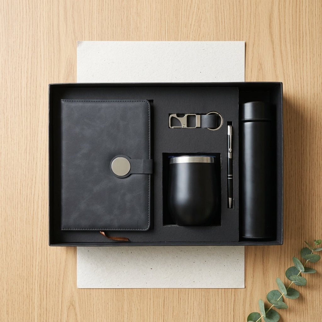 Executive Charcoal & Silver 5-Piece Suite - Personalized Corporate Gift Set