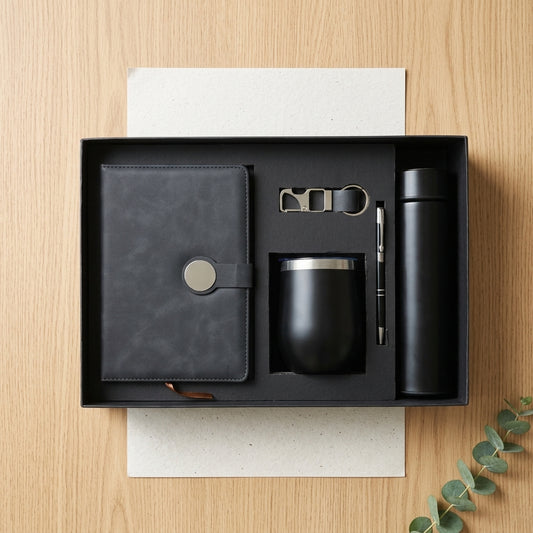 Executive Charcoal & Silver 5-Piece Suite - Personalized Corporate Gift Set