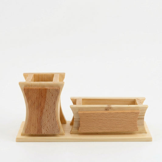 Executive Curved Dual-Tone Wooden Desk Suite - Personalized Gift Set