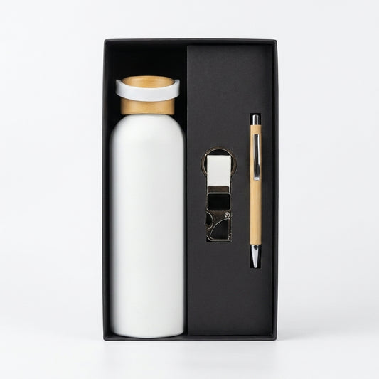 White & Wood Sustainable 3-Piece Suite - Personalized Executive Gift