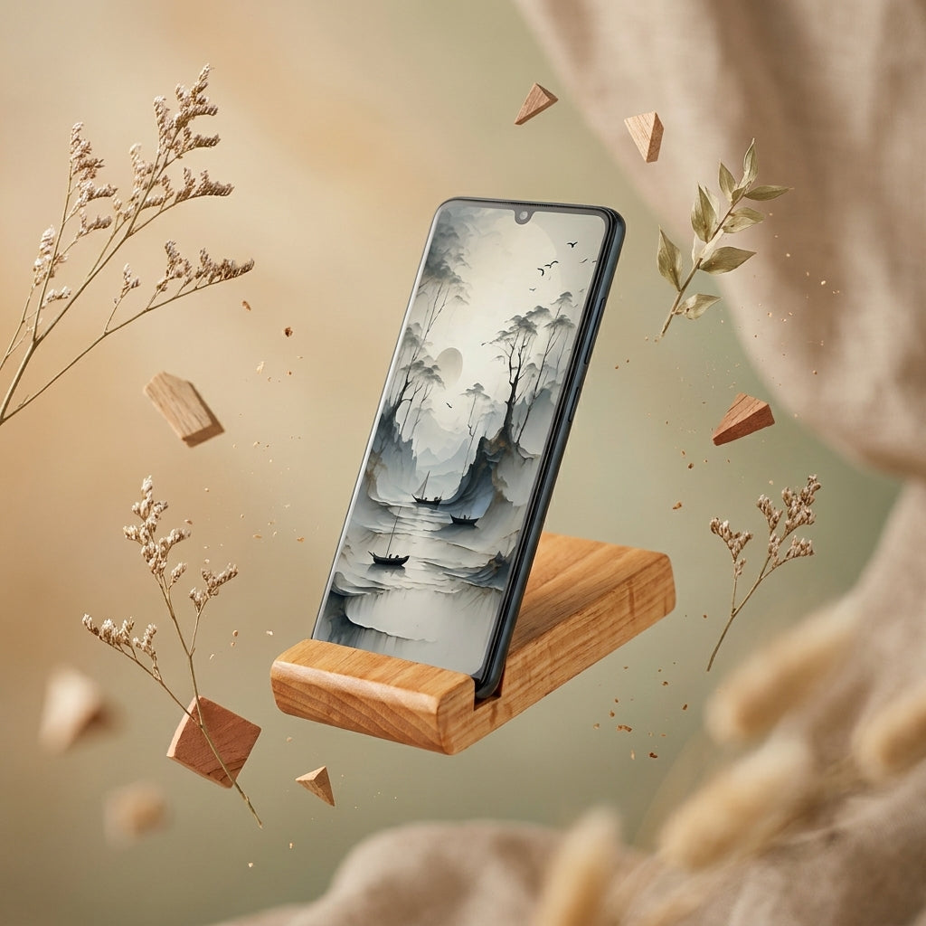 Personalized Minimalist Solid Wood Mobile Stand - Premium Desk Utility