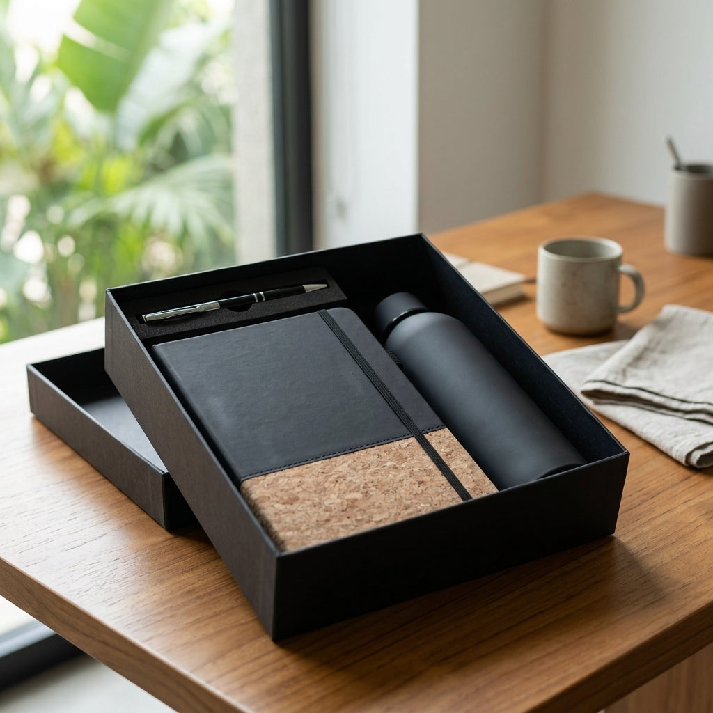 Executive Cork & Onyx 3-Piece Suite - Personalized Corporate Gift Set