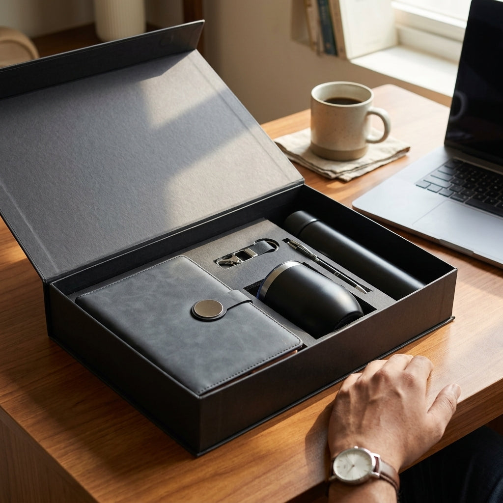 Executive Charcoal & Silver 5-Piece Suite - Personalized Corporate Gift Set