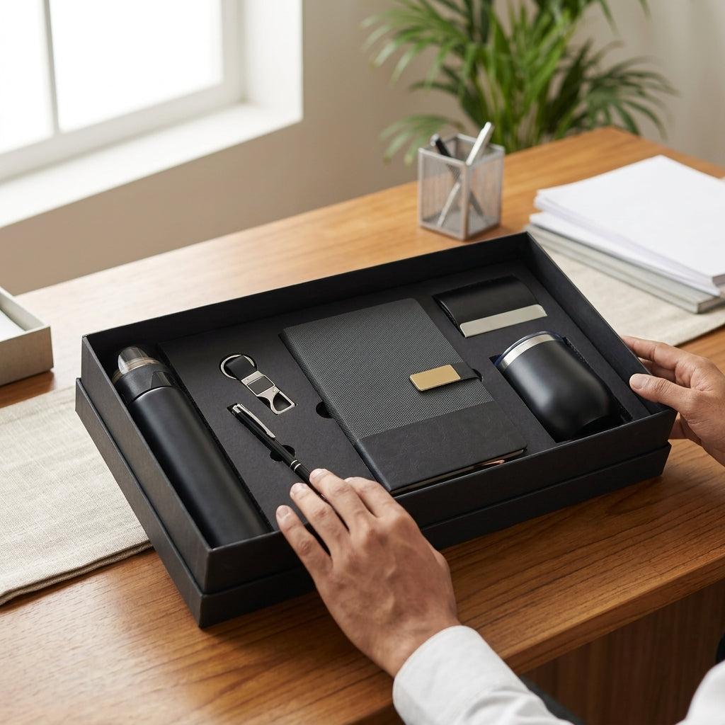 Executive Shadow & Gold 6-Piece Suite - Personalized Corporate Gift Set