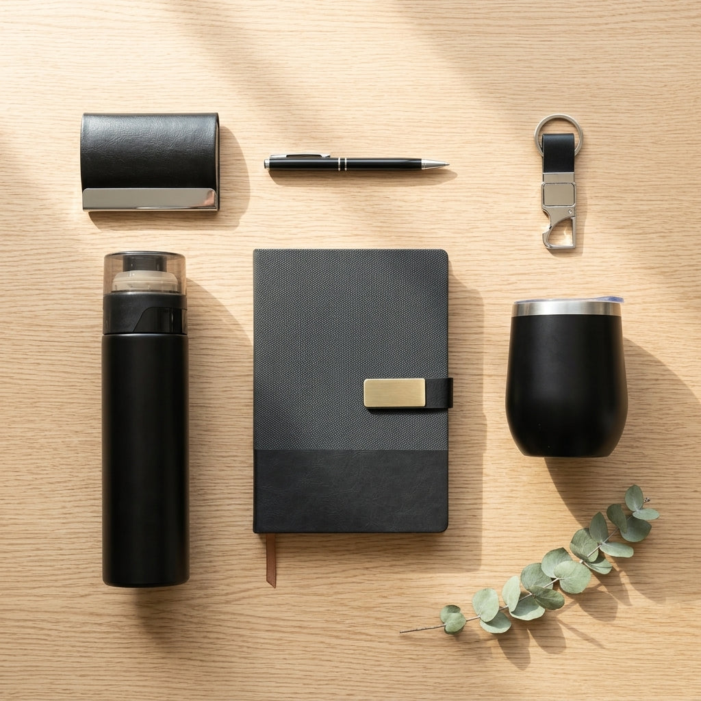 Executive Shadow & Gold 6-Piece Suite - Personalized Corporate Gift Set