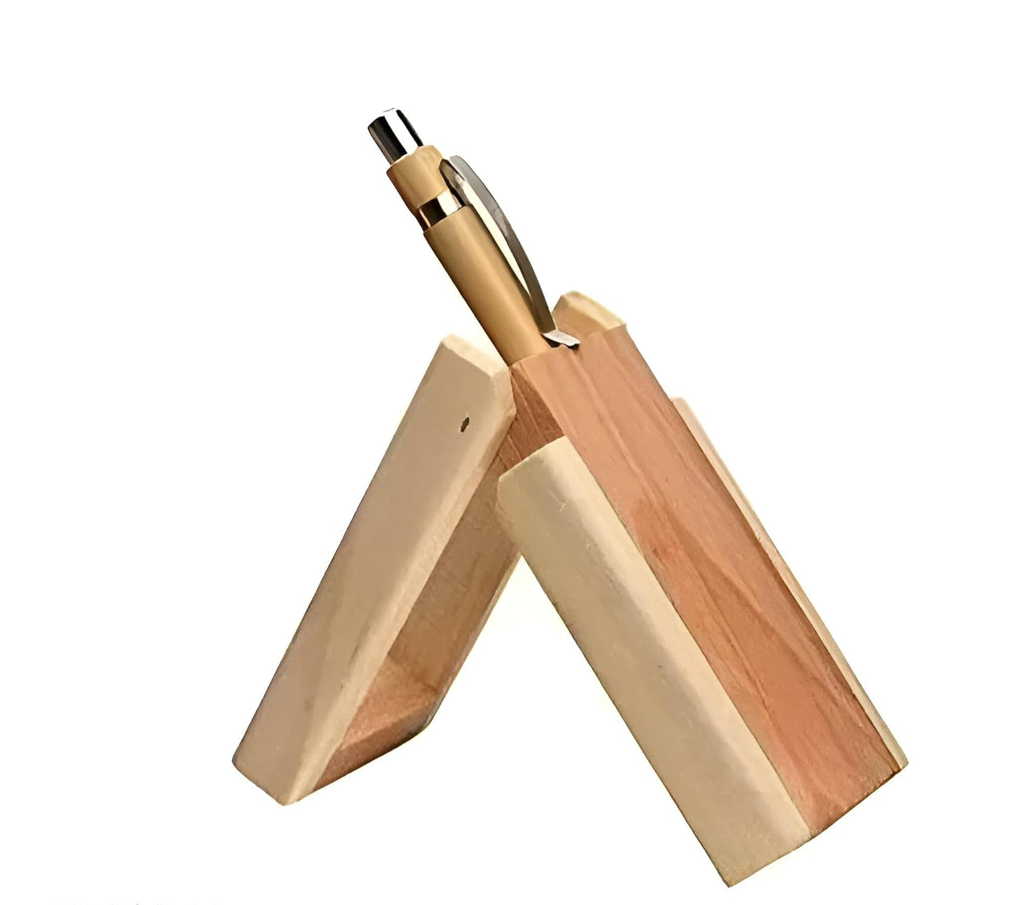 Personalized Natural Wood Pen Holder & Mobile Stand - Multi-Utility Desk Set