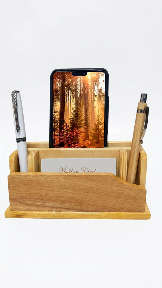 Organic Beechwood Dual-Pen & Smartphone Dock - Sustainable Gift Set